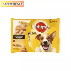   Pedigree alutasakos kutyaeledel 4×100 g – marha & bárány, pulyka & répa válogatás