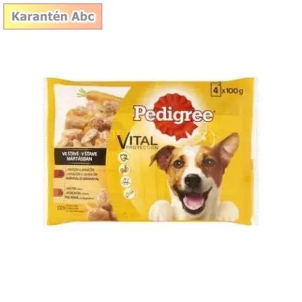 Pedigree alutasakos kutyaeledel 4×100 g – marha & bárány, pulyka & répa válogatás