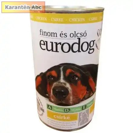 EuroDog konzerv 1240 g – teljes értékű csirkés eledel felnőtt kutyáknak
