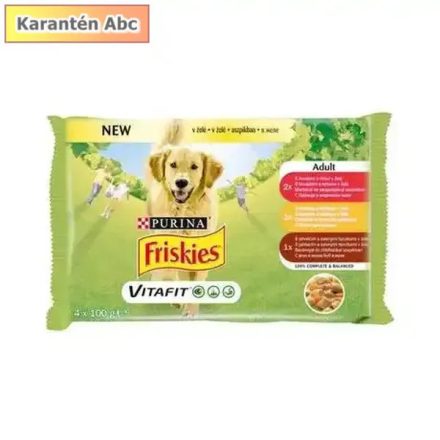 Friskies alutasakos kutyaeledel 4×100 g – aszpikos válogatás