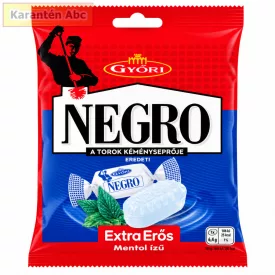 Győri Negro Extra Erős menta-mentol ízű keménycukorka 140 g-os tasakja