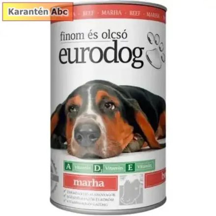 EuroDog konzerv 415 g – teljes értékű marhás eledel felnőtt kutyáknak