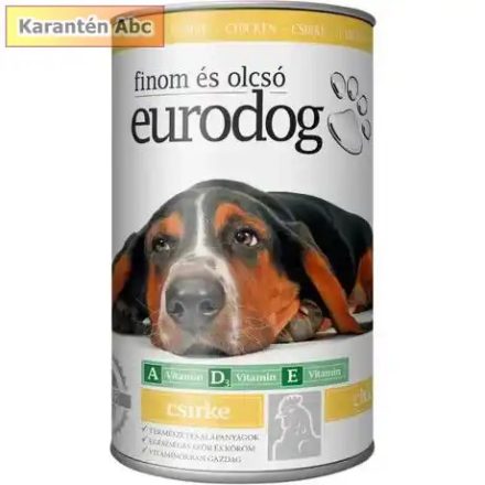 EuroDog konzerv 415 g – teljes értékű csirkés eledel felnőtt kutyáknak