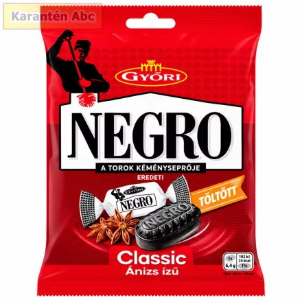 Győri Negro Classic ánizs ízű töltött keménycukorka 140 g-os tasakja